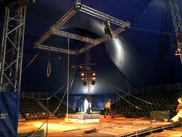Circus rigging from truss